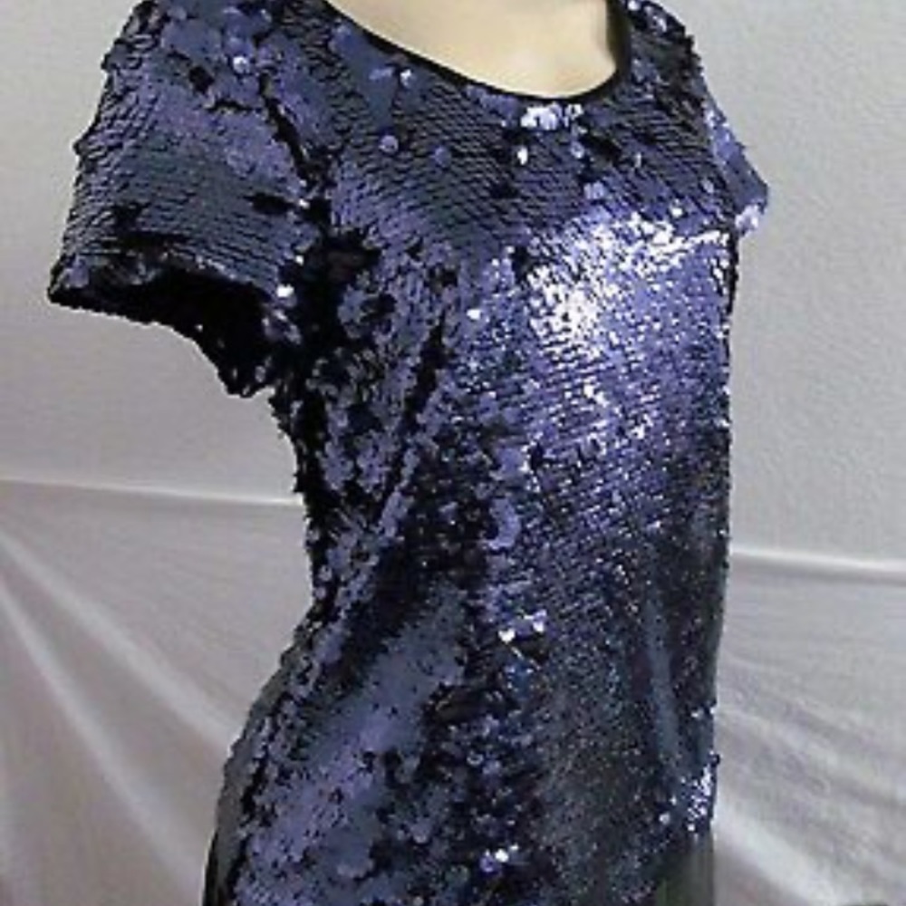 Leifsdottir Anthropologie navy sequin top